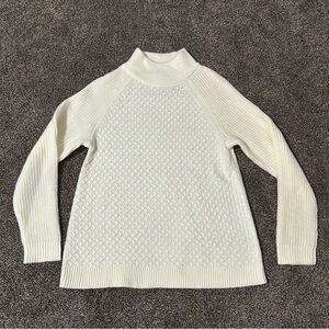 NWT Talbots large textured cream mock neck turtleneck sweater fall neutral knit